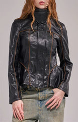AZALEA WANG Ally Black Moto Jacket