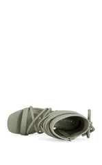 AZALEA WANG Women's Tiziano Olive Curved Wrap Around Platform Sandals