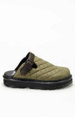 Dr Martens Olive Zebzag Quilted Canvas Slingback Platform Mules