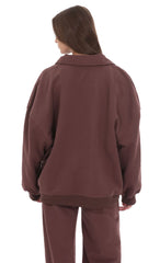 Quarter Zip-Up Jumper in Brown