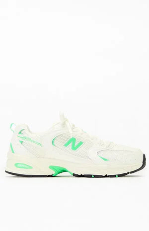 New Balance White & Green 530 Sneakers