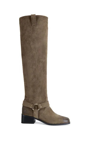 AZALEA WANG Women's Eathelin Brown Over-The-Knee Moto Boots