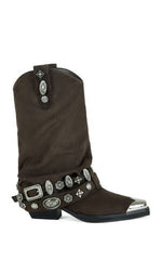 AZALEA WANG Women's Ashraf Chocolate Western Booties