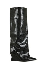 AZALEA WANG Women's Kenya Black Wedge Boots