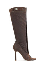 AZALEA WANG Women's Kazuki Burnt Orange Velvet Stiletto Boots