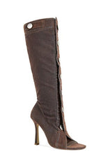 AZALEA WANG Women's Kazuki Burnt Orange Velvet Stiletto Boots