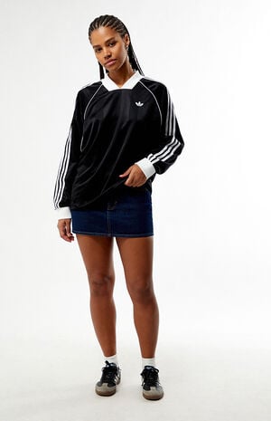 adidas Black 3-Stripes Jacquard Long Sleeve Jersey
