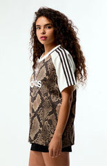 adidas Snakeskin Print Satin Short Sleeve Oversized Jersey