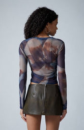 Third Charm Orchid Mesh AOP Long Sleeve T-Shirt