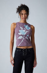 Third Charm Rose High Neck Tank Top