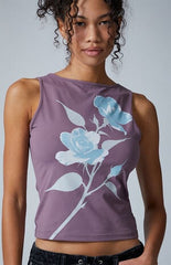 Third Charm Rose High Neck Tank Top