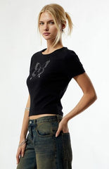 Third Charm Rhinestone Butterfly Skimmer T-Shirt
