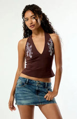 Your Favorite Floral Embroidered Halter Top