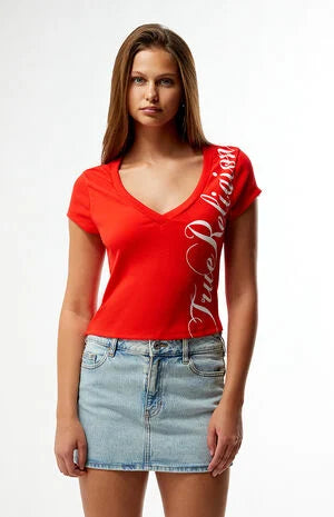 True Religion Ribbed Cap Sleeve V-Neck T-Shirt