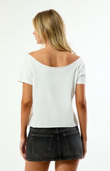 WILD COLLECTIVE x MLB Boston Red Sox Off-The-Shoulder T-Shirt