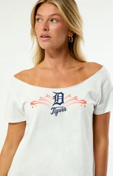 WILD COLLECTIVE x MLB Detroit Tigers Off-The-Shoulder T-Shirt