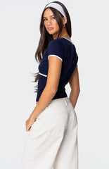 Edikted Alicia Contrast V Neck Top