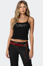 Edikted Fall in Love Rhinestone Tank Top
