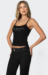 Edikted Fall in Love Rhinestone Tank Top