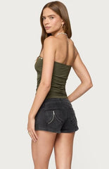 Edikted Liat Ruched Built in Bra Tube Top