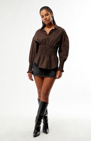 Daisy Street Dash Striped Long Sleeve Shirt