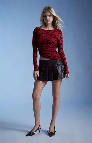 Third Charm Hannah Burnout Long Sleeve Top