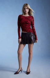 Third Charm Hannah Burnout Long Sleeve Top