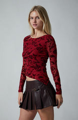 Third Charm Hannah Burnout Long Sleeve Top