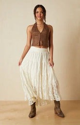 Your Favorite Paisley Faux Suede Hook-And-Eye Halter Top