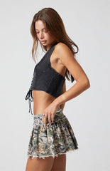 Third Charm Jax Lace-Up Denim Corset