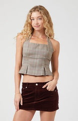 Beverly and Beck Dani Plaid Halter Top