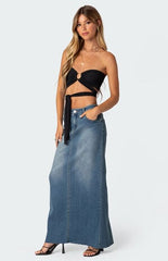 Edikted Zia Ribbed Ring Tie Crop Top