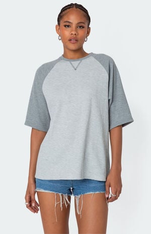 Edikted Oversized Raglan Waffle T-Shirt
