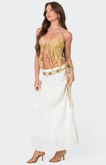 Edikted Yola Embroidered Tie Front Top