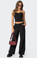 Edikted Aliza Strapless Pinstripe Corset