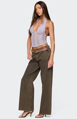 Edikted Naya Textured Sheer Lace Halter Top