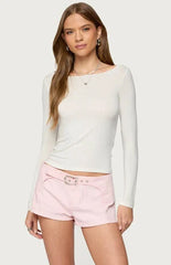 Edikted Semi Sheer Long Sleeve Top