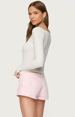 Edikted Semi Sheer Long Sleeve Top