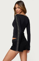 Edikted Zaina Hook & Eye Boat Neck Top