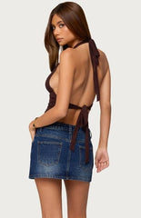 Edikted Cindy Backless Triangle Halter Top