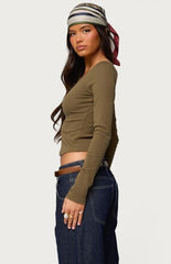 Edikted Rion Asymmetric Long Sleeve Top
