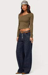 Edikted Rion Asymmetric Long Sleeve Top