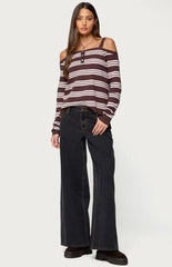Edikted Shyla Off Shoulder Striped Knit Top