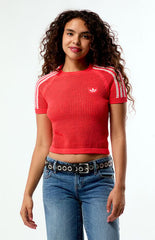 adidas Knit Crochet Short Sleeve Top