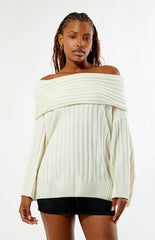 WEWOREWHAT Off-The-Shoulder Oversized Sweater