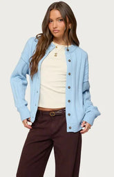 Edikted Joanie Wide Ribbed Knit Cardigan
