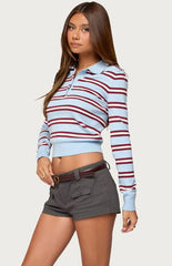 Edikted Brayden Striped Polo Sweater
