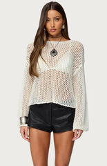 Edikted Charlise Open Knit Sequin Top
