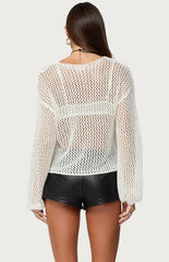Edikted Charlise Open Knit Sequin Top