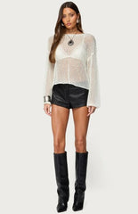 Edikted Charlise Open Knit Sequin Top